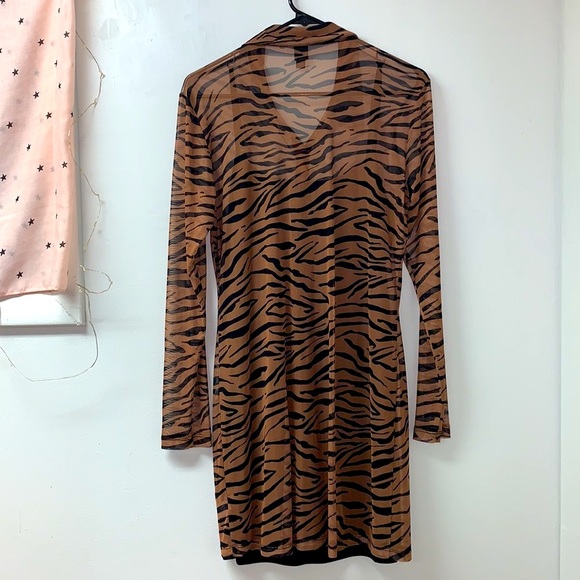 {NWOT} Sheer Tiger Print Dress w/ Slip - Picture 3 of 7